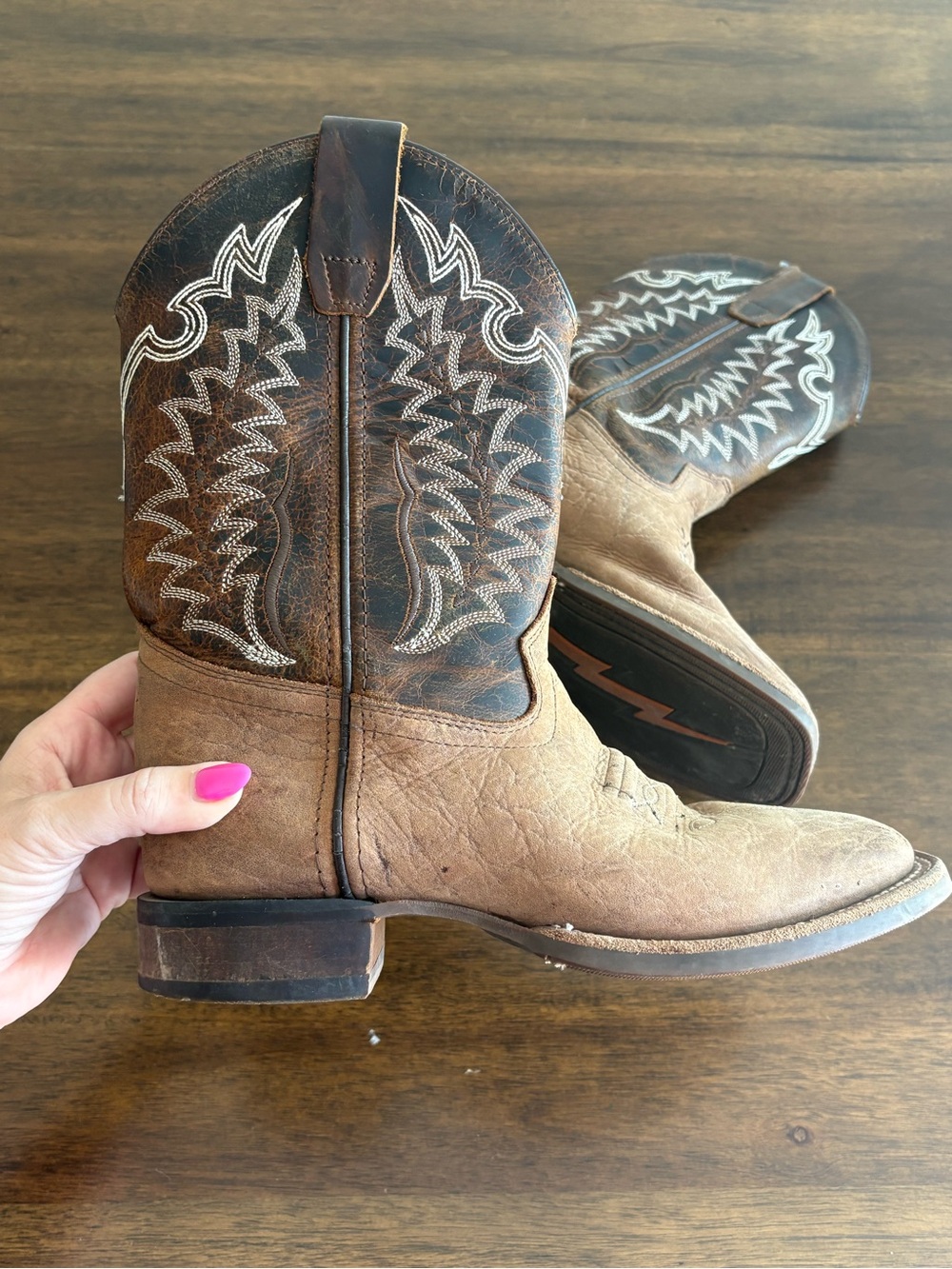 Old West Youth Boy’s Distressed Cowboy Boots Size 4.0D